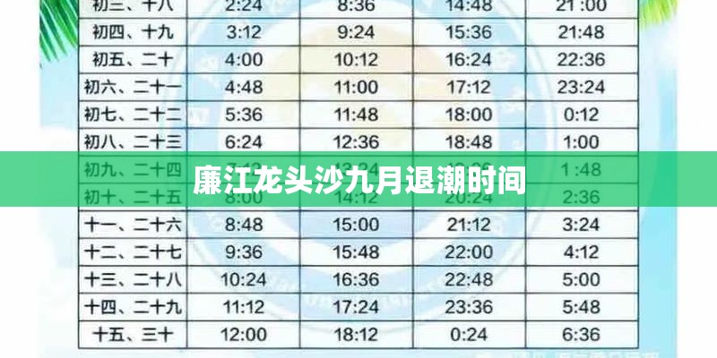 廉江龙头沙九月退潮时间