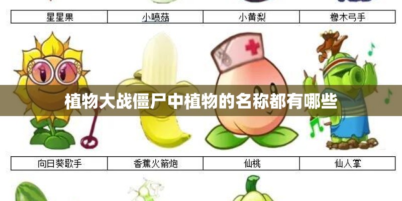 植物大战僵尸中植物的名称都有哪些